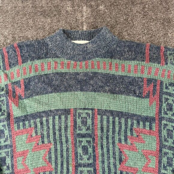 Vtg Mcgregor Fair Isle Nordic Multicolor Aztec Sweater Mock Neck Men's XL USA - Picture 2 of 11